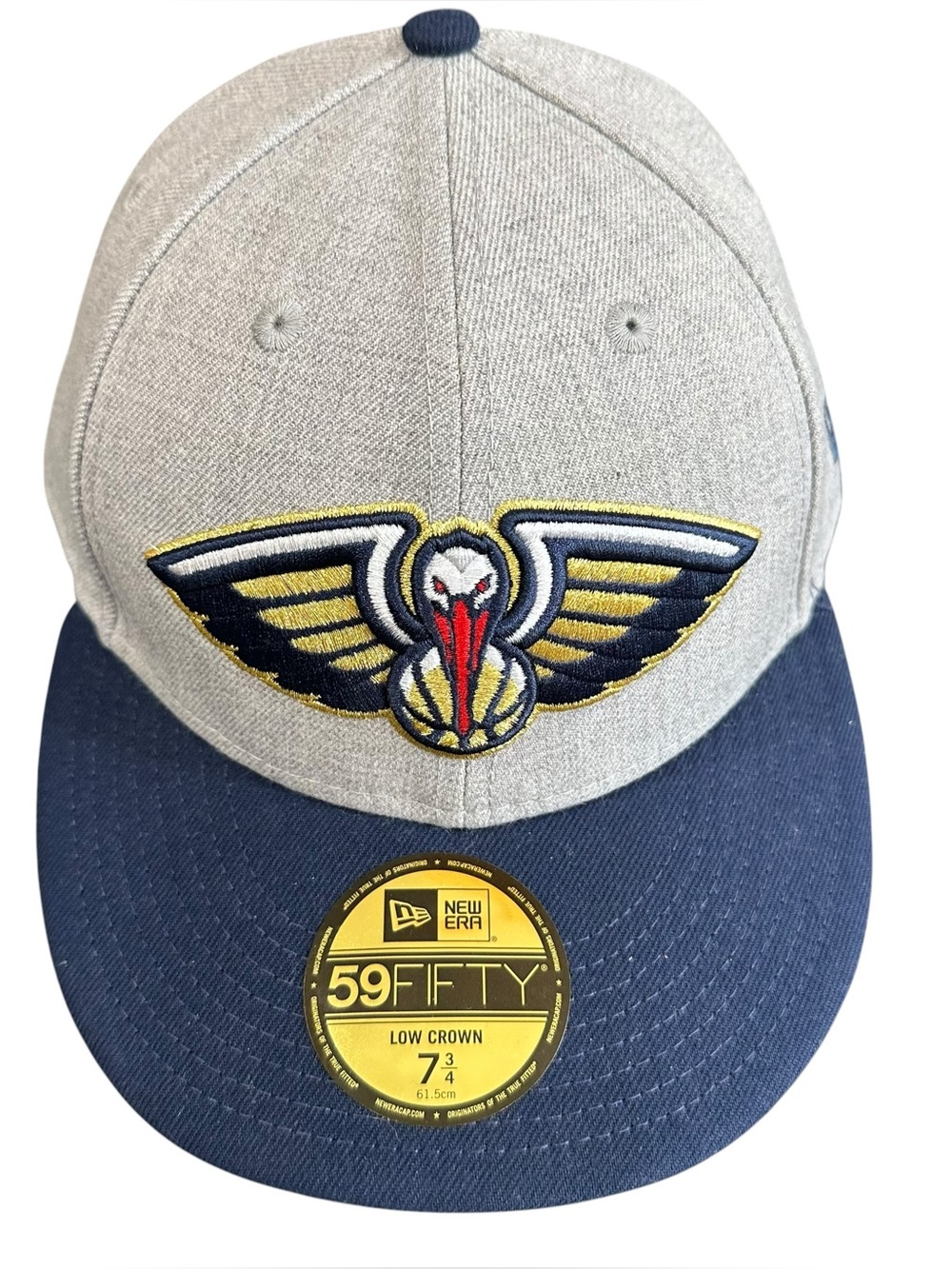 NWT New Orleans Pelicans New Era "Low Crown" 59FIFTY Fitted Hat-Gray/Blue 7 3/4